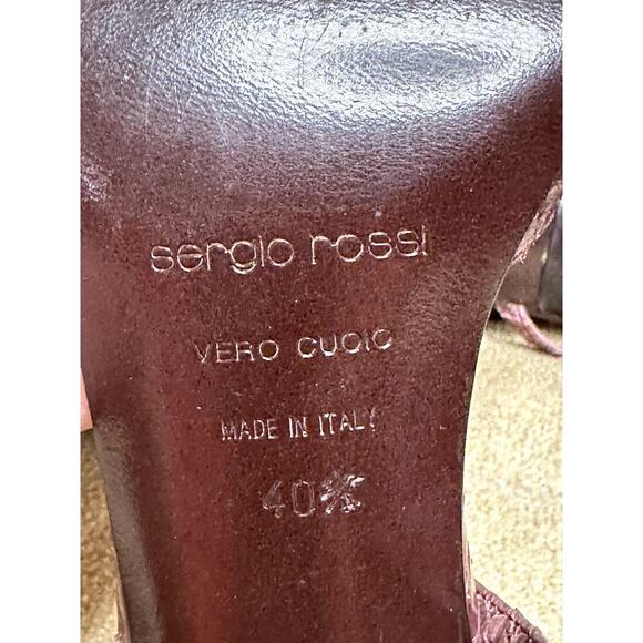 Sergio Rossi Brown Reptile Leather Ankle Strap Platform Heeled Sandals 40.5/ 9.5 - Picture 7 of 9